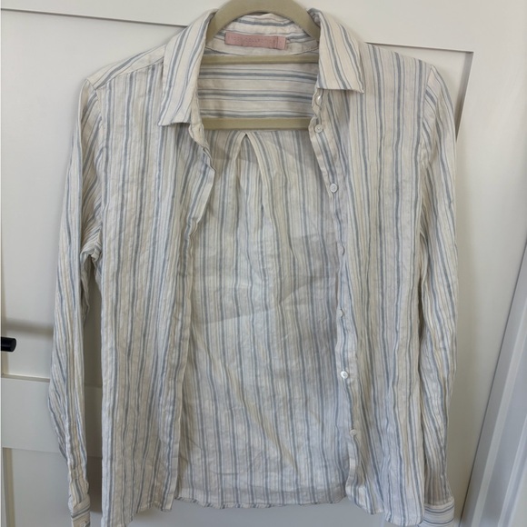 Brock Collection Striped Button Down Shirt - Blue and White - Picture 2 of 3